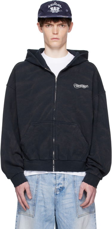 Sweatshirt We11done We11done Gothic Logo Zip-Up Hoodie Sort | WD-TJ2-25-845-U-NV, 0