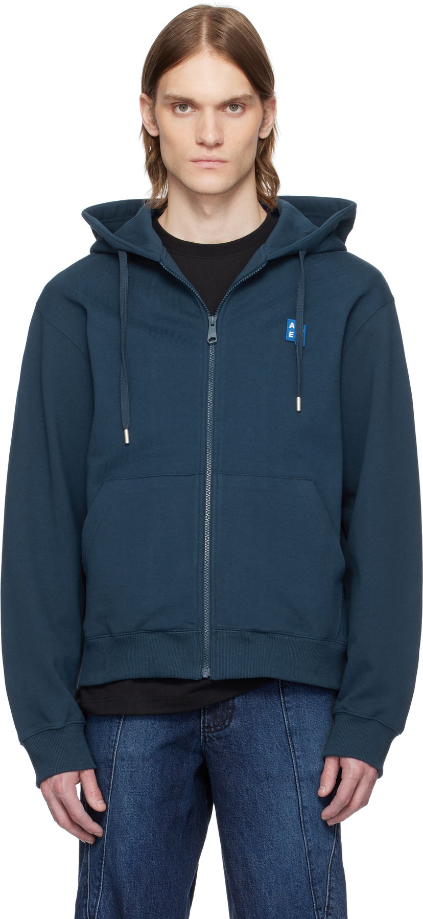 Sweatshirt ADER ERROR ADER error TRS Tag 01 Zip-Up Hoodie Mørkeblå | BO42FYHD0401NV