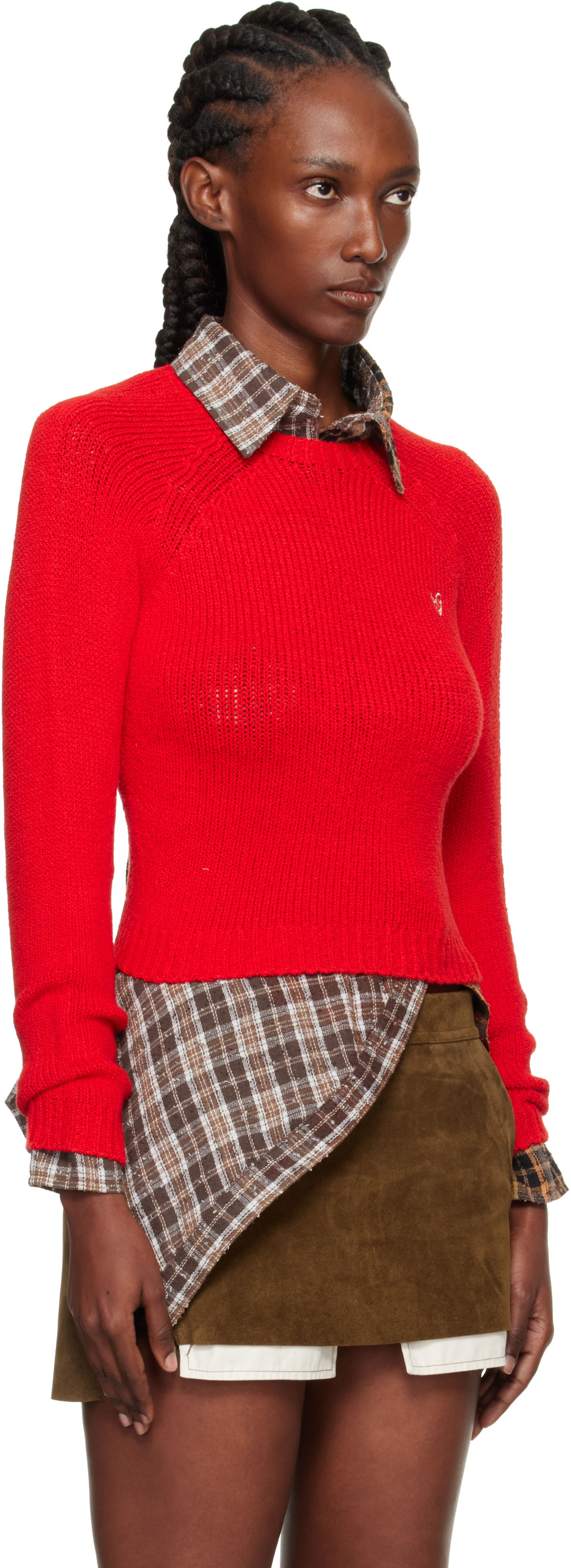 Sweater Acne Studios Acne Studios Cropped Crewneck Sweater Rød | A60597-, 1