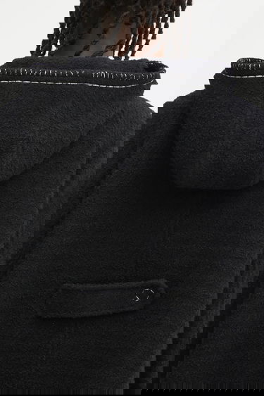 Frakker ADER ERROR Wool Blend Hooded Coat with Contrast Stitching Sort | BO01FWCT0104BK, 4
