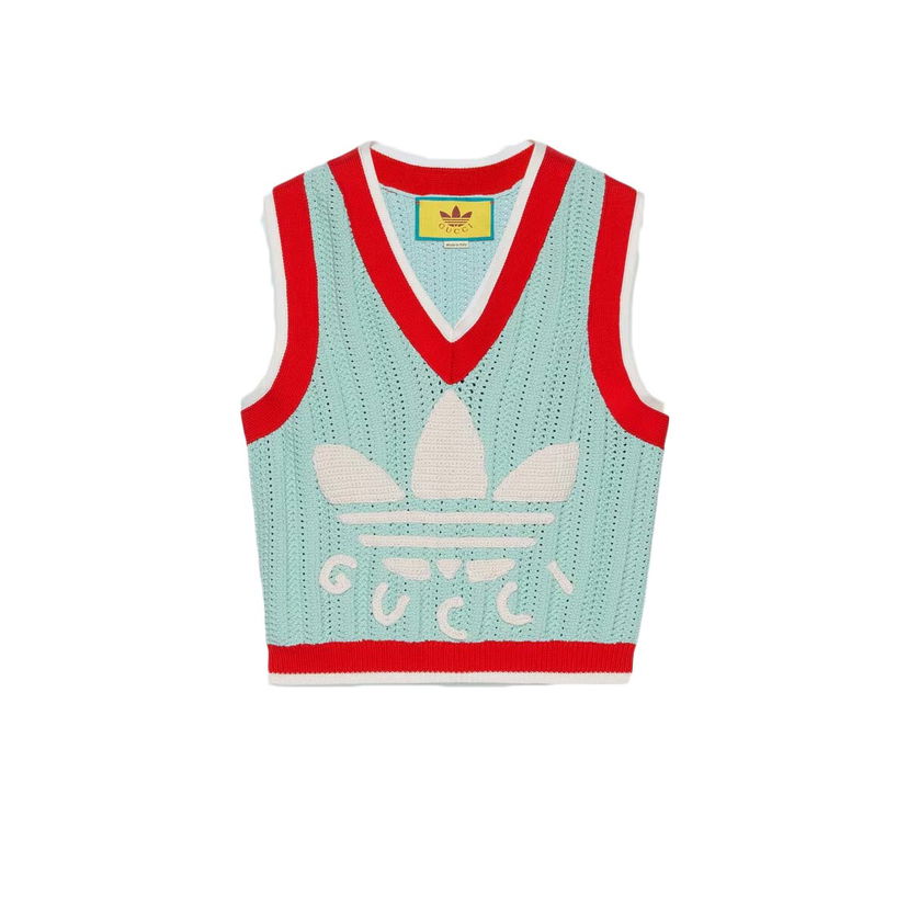Sweater Gucci adidas x Rib Stitch Sleeveless Top Light Turquoise Turkis | ‎697711 XKCDW 4718