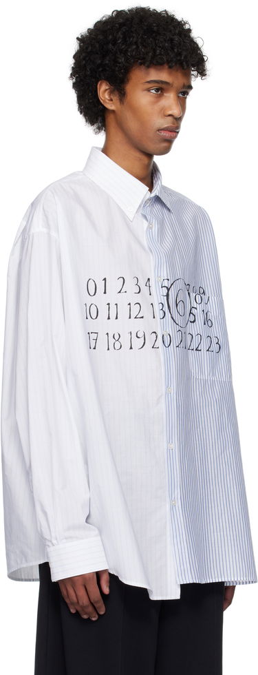 Skjorte Maison Margiela MM6 Maison Margiela Numeric Print Asymmetric Shirt Hvid | SH0DT0025 MTN043, 1
