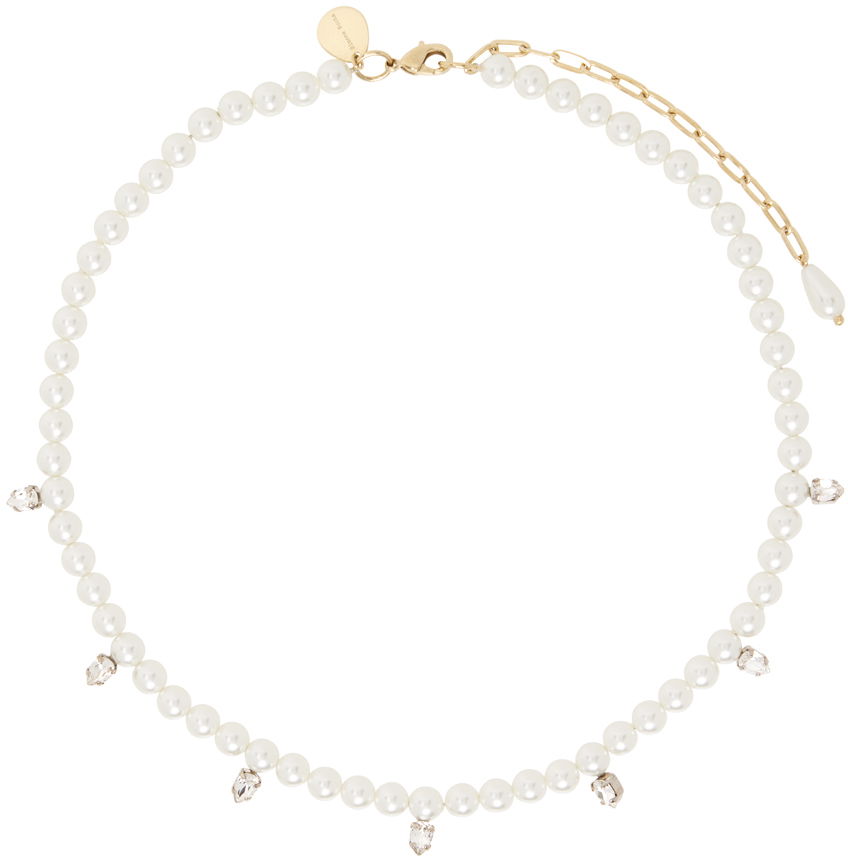 Halskæde Simone Rocha Simone Rocha Pearl & Crystal Dagger Choker Necklace Hvid | NKS65 0913, 0