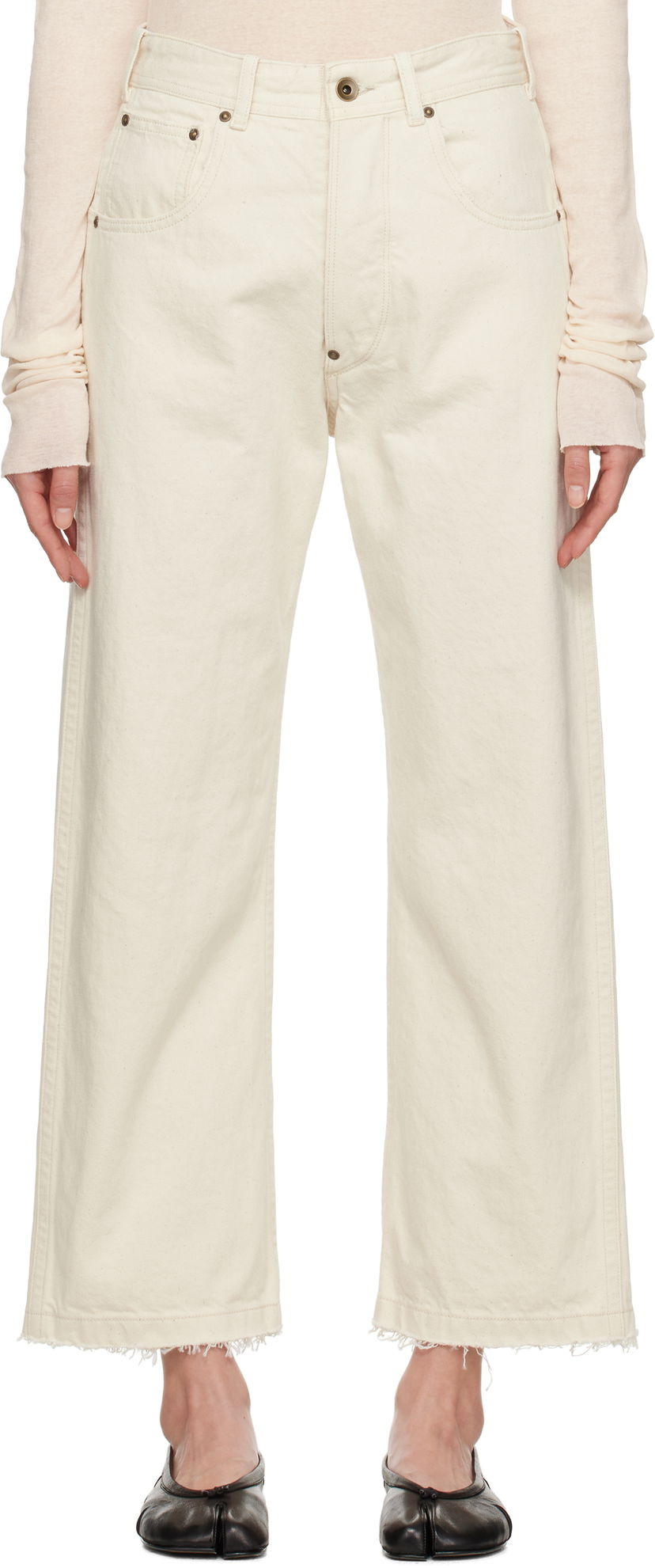 Jeans Maison Margiela Maison Margiela Frayed Jeans Hvid | S50LA0240 M30026