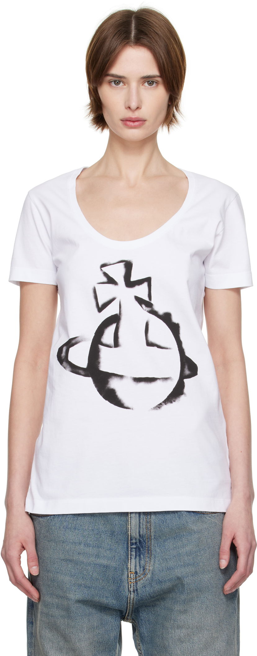 T-shirt Vivienne Westwood Vivienne Westwood Stencil Orb Lollo T-Shirt Hvid | 3G010034-J001M-