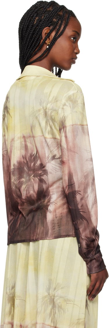 Skjorte Palm Angels Palm Angels Sunset Palms Button-Down Shirt Gul | PWGE024S25FAB0012010, 2