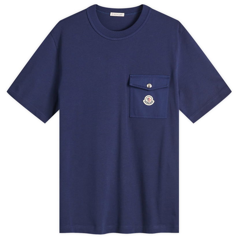 T-shirt Moncler Moncler Heavy Cotton Pocket Tee, Size Small Mørkeblå | 8C000-32-89AVF-7A9