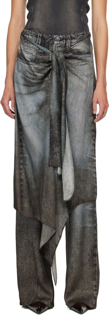 Bukser Diesel P-Aloma Draped Faded Denim Print Trousers Grå | A18579 0LKCT, 0