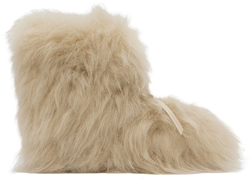 Tøj We11done We11done Fur Moccasin Boots Beige | WD-AO2-24-459-W-BG