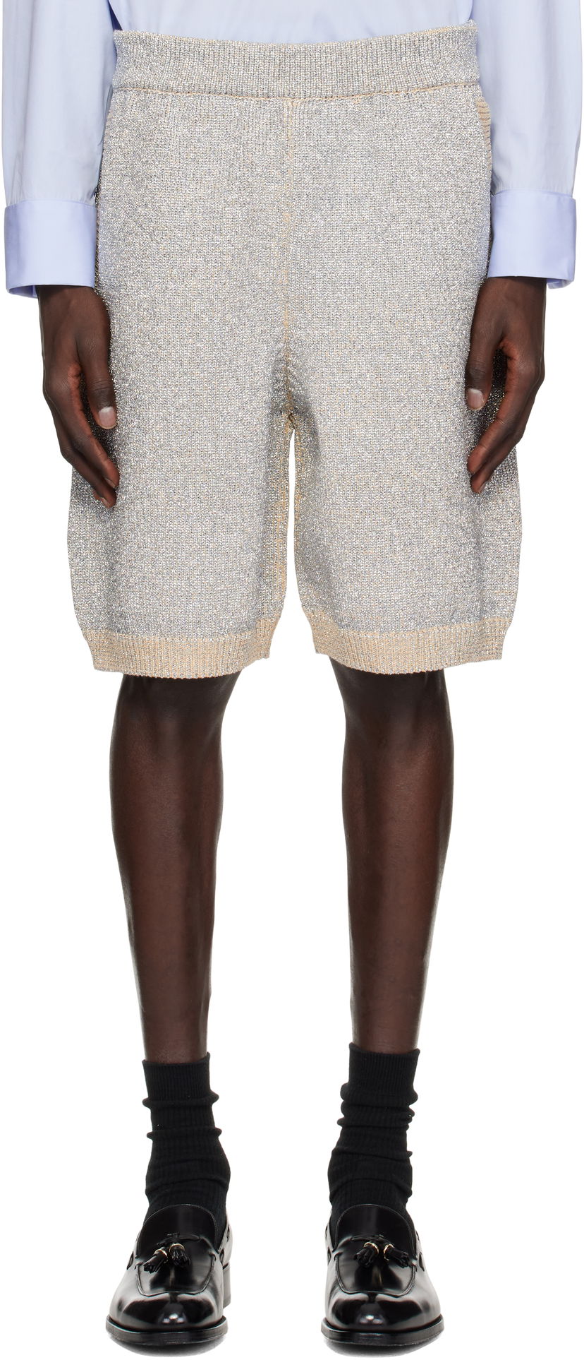 Shorts Dries Van Noten Dries Van Noten Metallic Knit Shorts Metalisk | 251-021205-1710