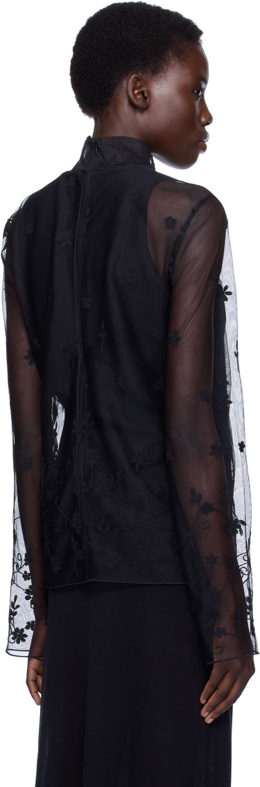Skjorte TOTEME TOTEME Floral Tulle Mock Neck Blouse Sort | 253-WRT0546-FB0431, 2