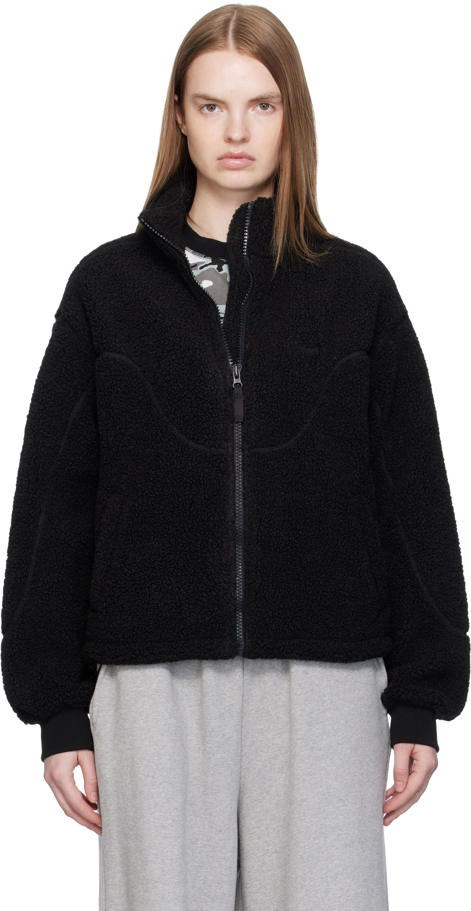 Jakke Dime Dime Polar Fleece Sherpa Zip Jacket Sort | DIMEFA258BLK, 0