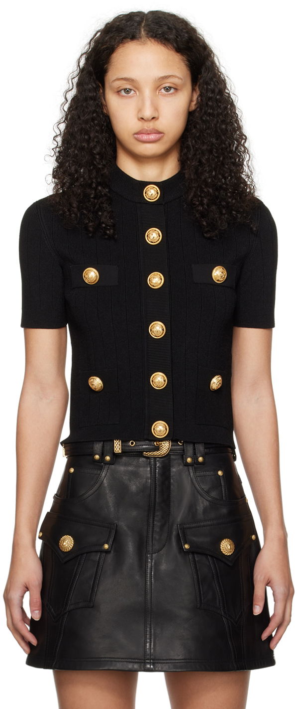 Sweater Balmain Button Cardigan Sort | CF1KL023KB07