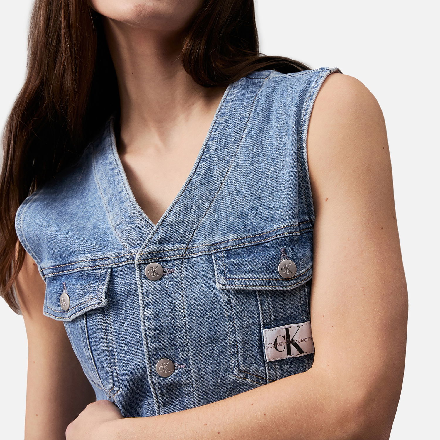 Jeans CALVIN KLEIN Jeans Sleeveless Denim Dress - XS Blå | J20J2237121A4, 0