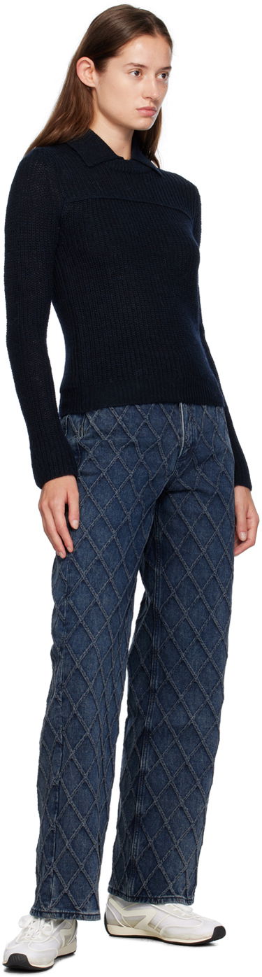 Sweater rag & bone Madix Knit Polo Top Blå | WAS24F023PB23, 3
