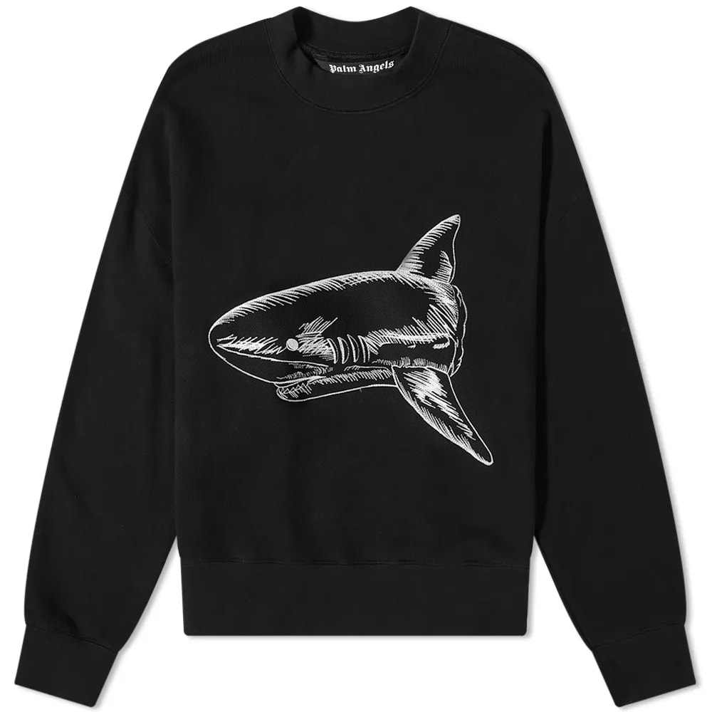 Sweatshirt Palm Angels Split Shark Crew Sweat Sort | PMBA026S23FLE0061003, 0