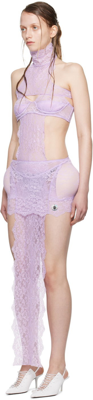 Kjole Jean Paul Gaultier Jean Paul Gaultier Shayne Oliver Edition Lace Minidress Lilla | 24/27-F-RO167P-C047-29, 3