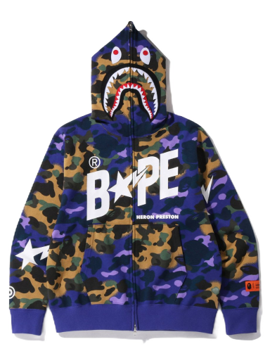 Sweatshirt BAPE Heron Preston x Mix 1st Camo Shark Relaxed Fit Full Zip Hoodie Lilla | 1I23-115-902