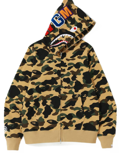 Sweatshirt BAPE 1st Camo Shark Full Zip Hoodie Hoodie Gul | 1I20-115-004