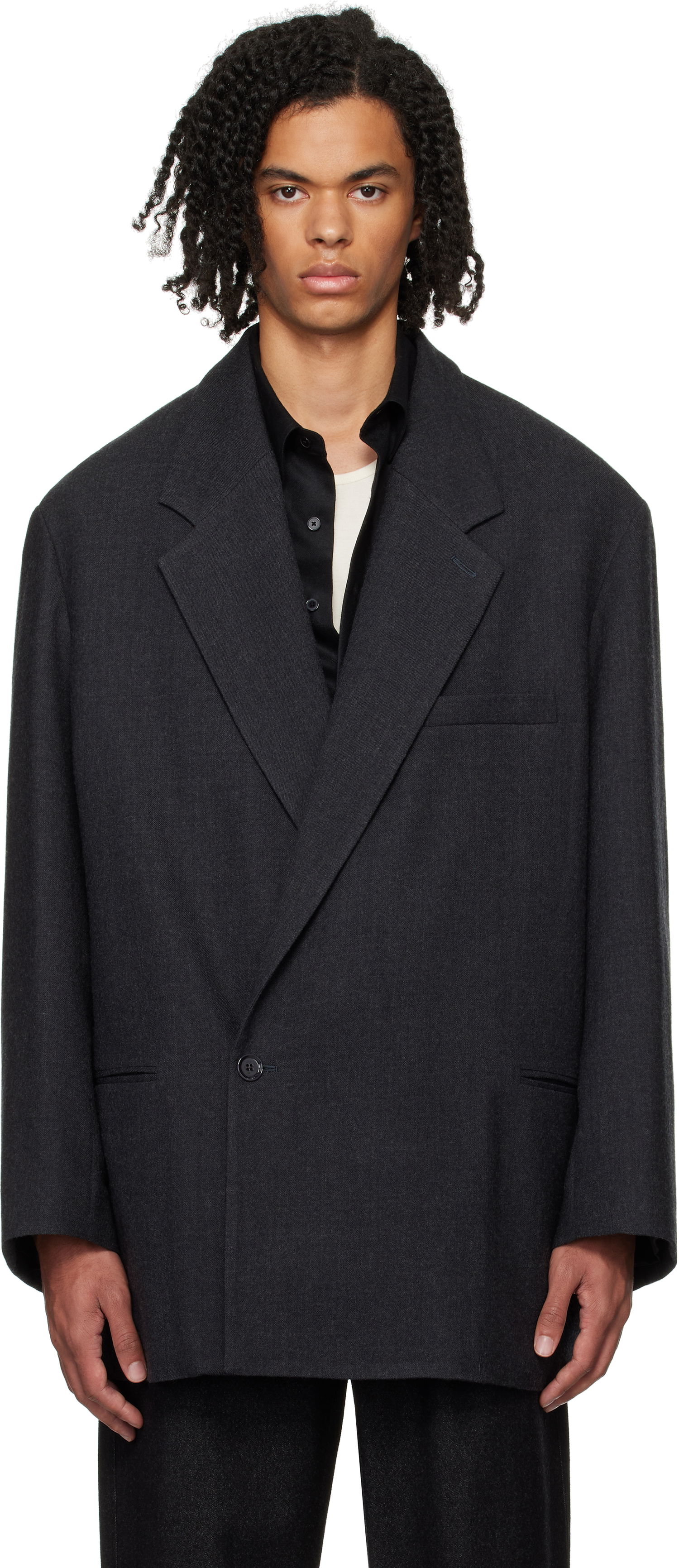 Frakker LEMAIRE Short Maxi Double Breasted Coat Sort | CO1069 LF1302, 0