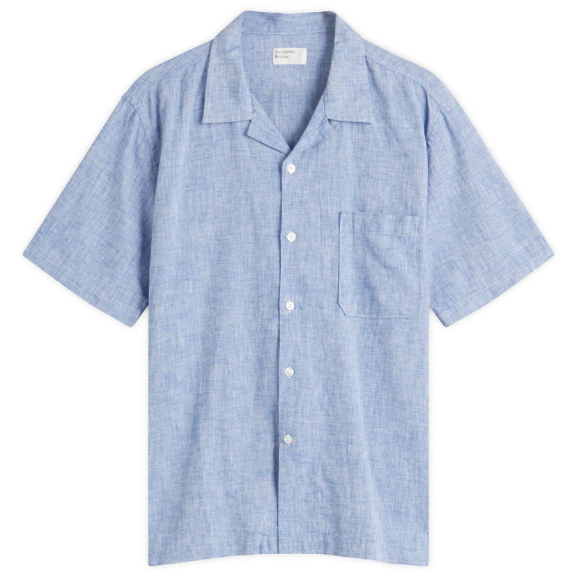 Skjorte Universal Works Universal Works Linen Road Shirt, Size Medium Blå | 32604-BLU