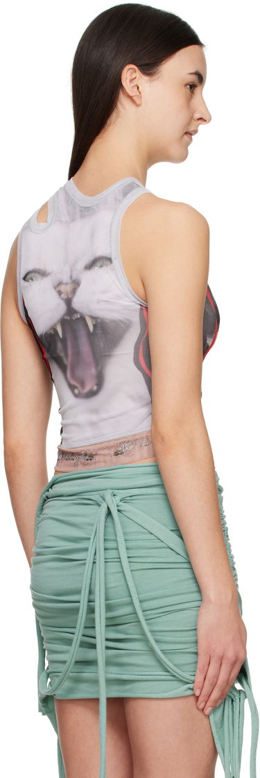 Tanktop Ottolinger Ottolinger Mesh Dog Print Cutout Tank Top Hvid | 10110060102, 2