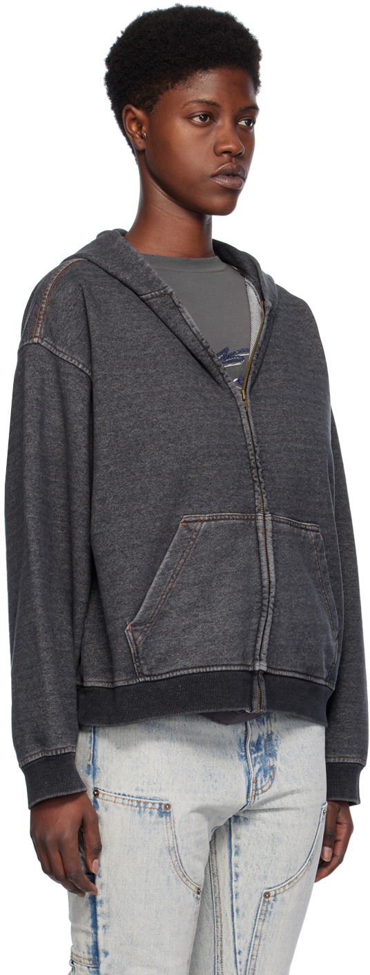 Sweatshirt We11done Faded Zip-Up Hoodie Sort | WD-TJ0-24-787-U-BK, 1