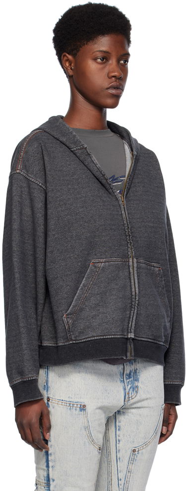 Sweatshirt We11done Faded Zip-Up Hoodie Sort | WD-TJ0-24-787-U-BK, 1