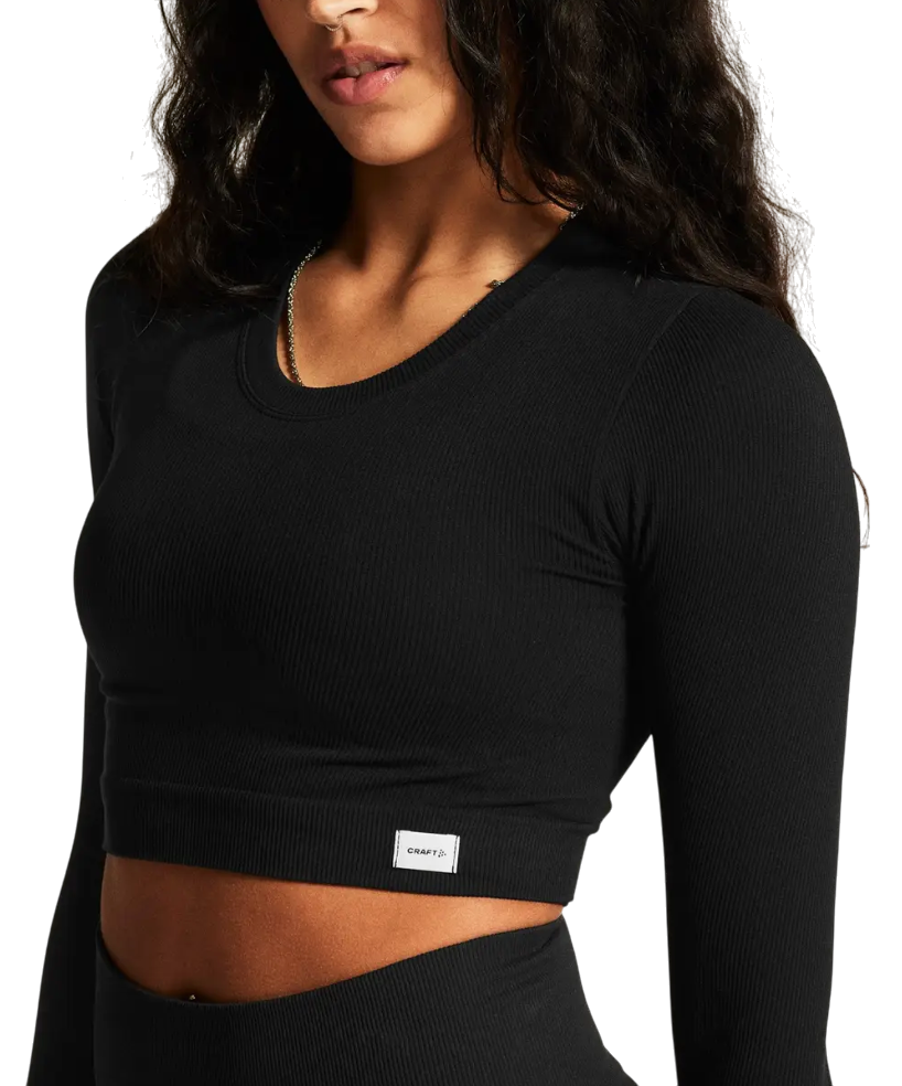 Crop top Craft Craft Collective Rib Cropped Long Sleeve T-Shirt Sort | 1916014-999000
