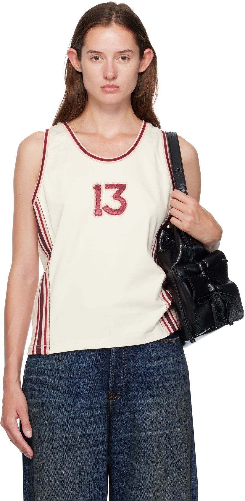 Tanktop Acne Studios Acne Studios Embroidered-Logo Tank Top Beige | BL0424-