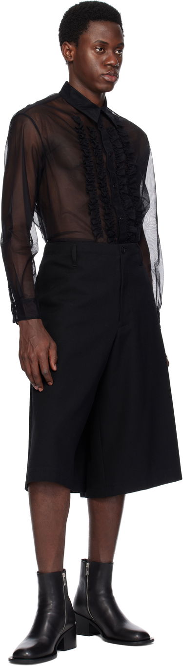 Skjorte Simone Rocha Simone Rocha Sheer Ruffle Bib Shirt Sort | 5241 0069, 3
