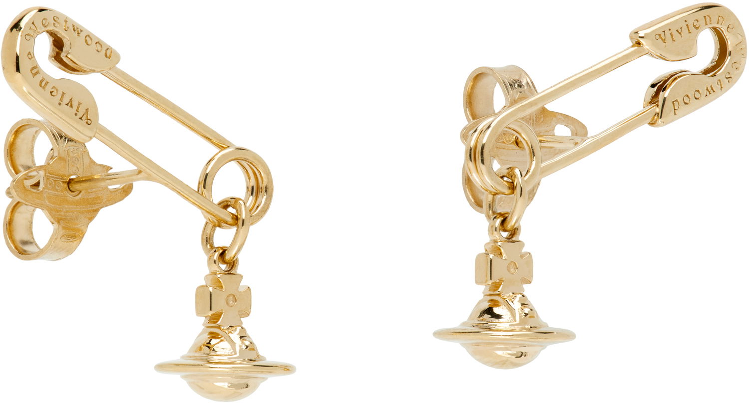 Øreringe Vivienne Westwood Vivienne Westwood Gold-Tone Safety Pin Drop Earrings Metalisk | 6201035Y-01R001-, 1