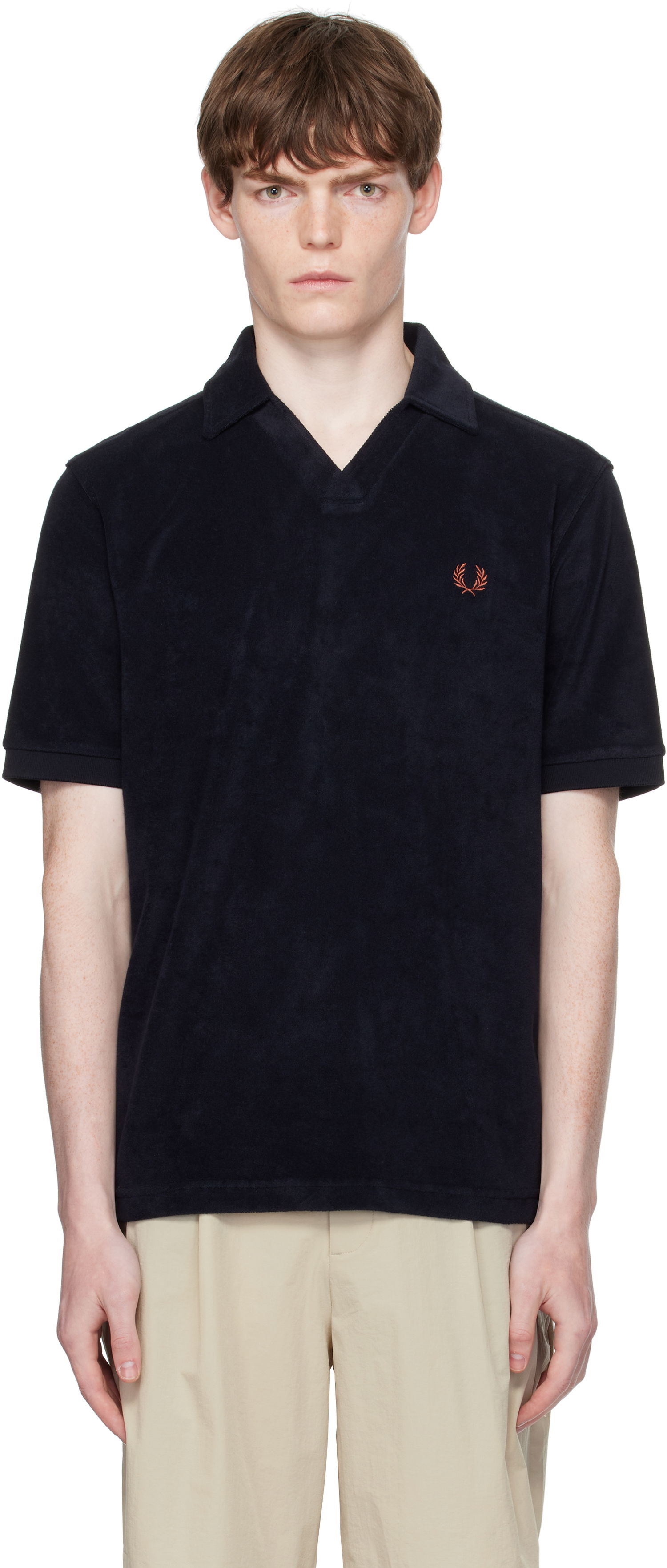 Polo skjorte Fred Perry Fred Perry Open Collar Towelling Polo Sort | M7830, 0