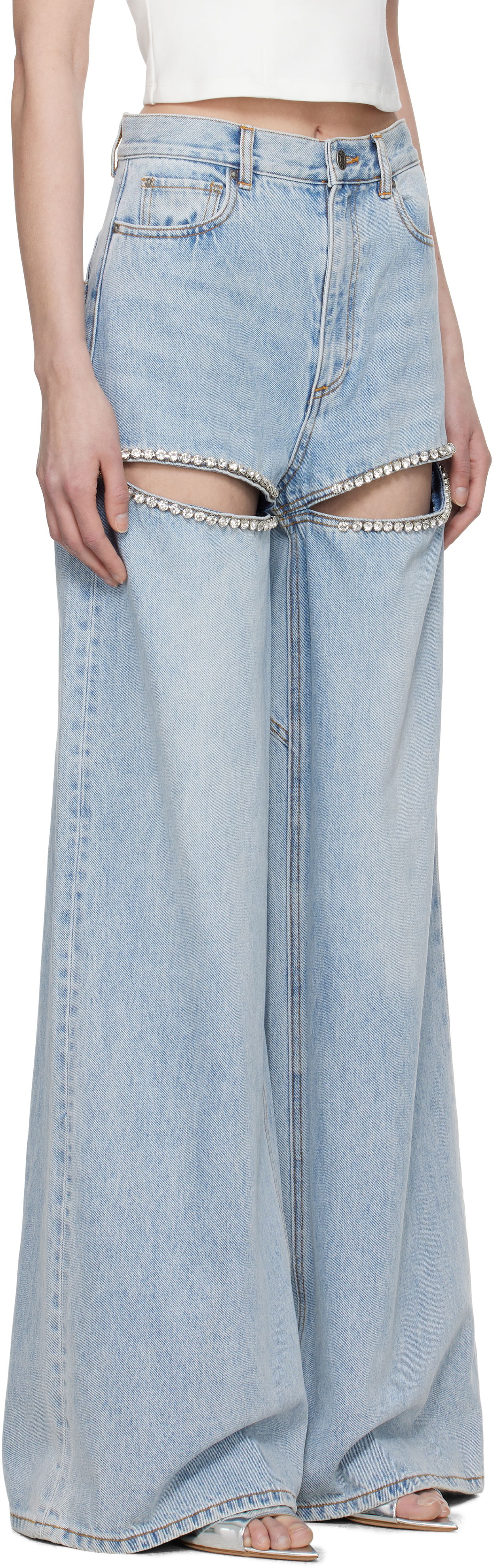 Jeans Area AREA Wide Leg Crystal Slit Jeans Blå | 0000P02213, 1