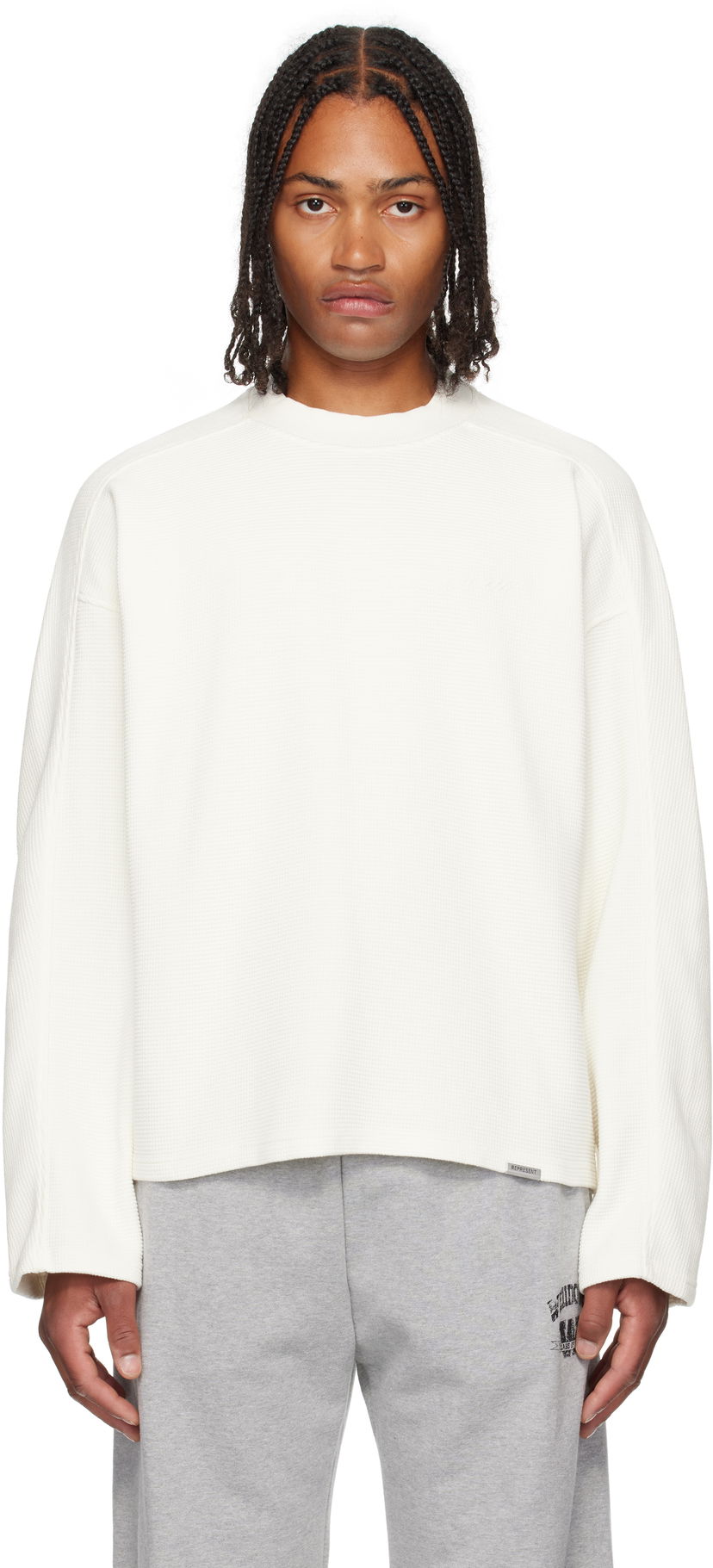 T-shirt Represent Clo Represent Waffle Long Sleeve T-Shirt Hvid | MLM41209