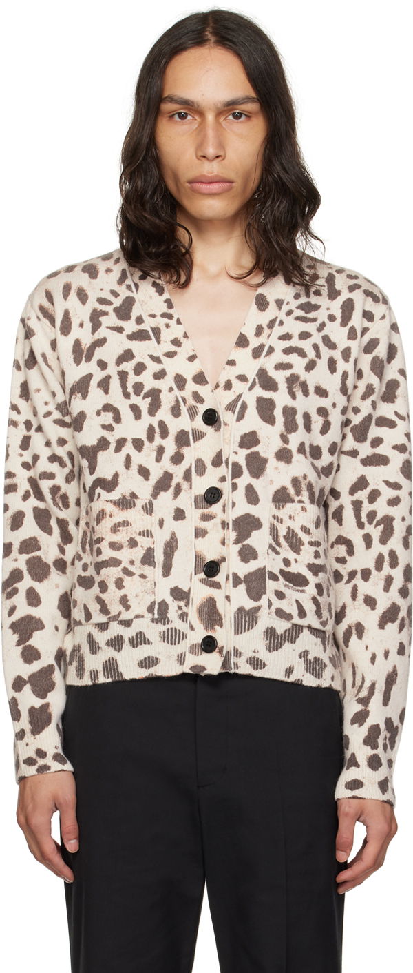 Sweater We11done We11done Y-Neck Cardigan Beige | WD-KC3-23-622-U-IV