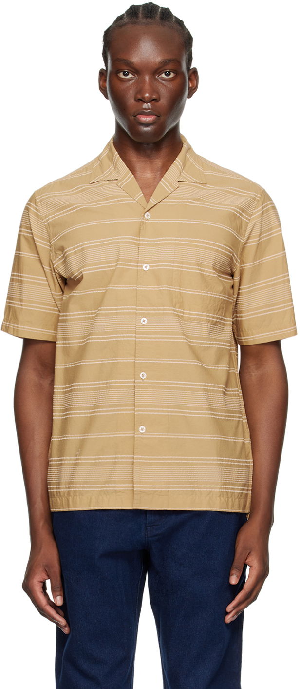 Skjorte Universal Works Universal Works Minari Striped Shirt Beige | P3064