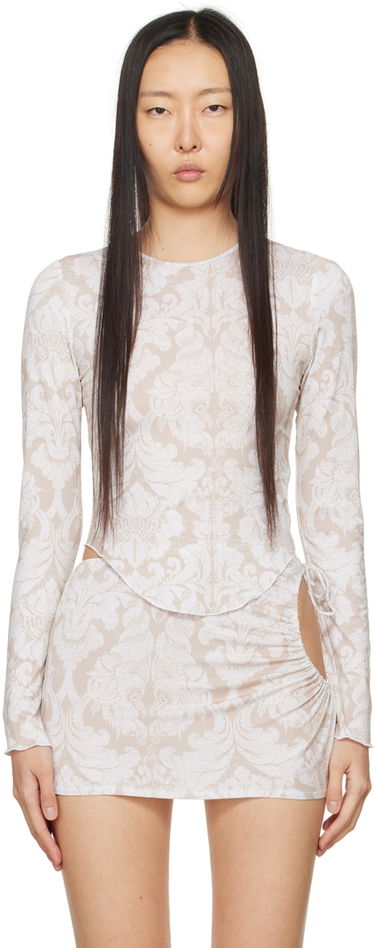 Kjole Miaou Miaou Etta Long Sleeve Top and Mini Skirt Set Beige | 7130TJBBAT, 0