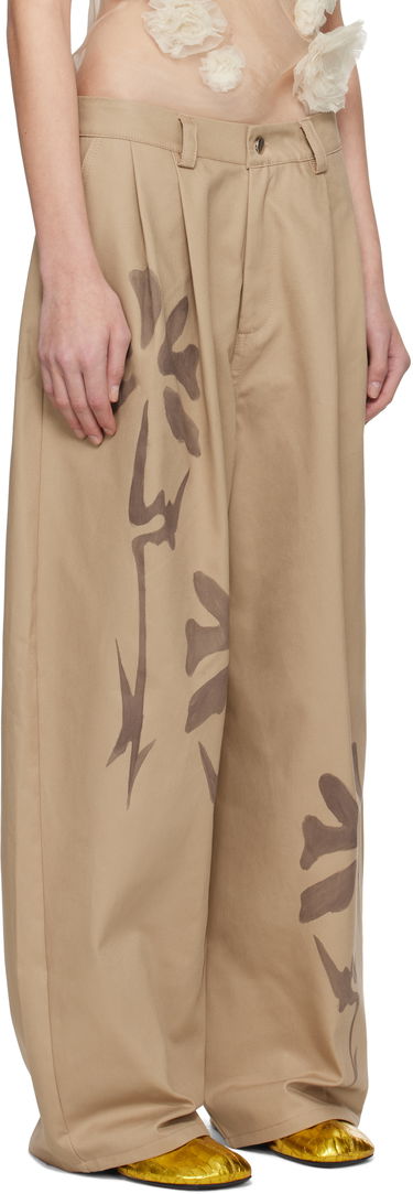Bukser Collina Strada Collina Strada Catchfly Print Trousers Beige | XX6042, 4