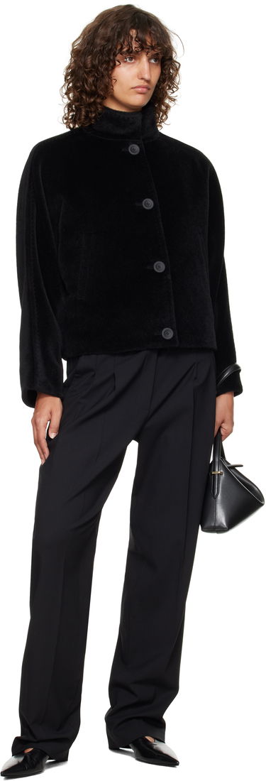 Jakke Max Mara Caladio Cropped Textured High Neck Button-Up Jacket Sort | 2526086091600, 3
