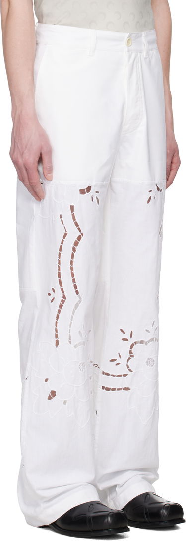 Bukser Marine Serre Marine Serre Regenerated Household Linen Wide Leg Trousers Hvid | UPA056A UWOV0007, 1