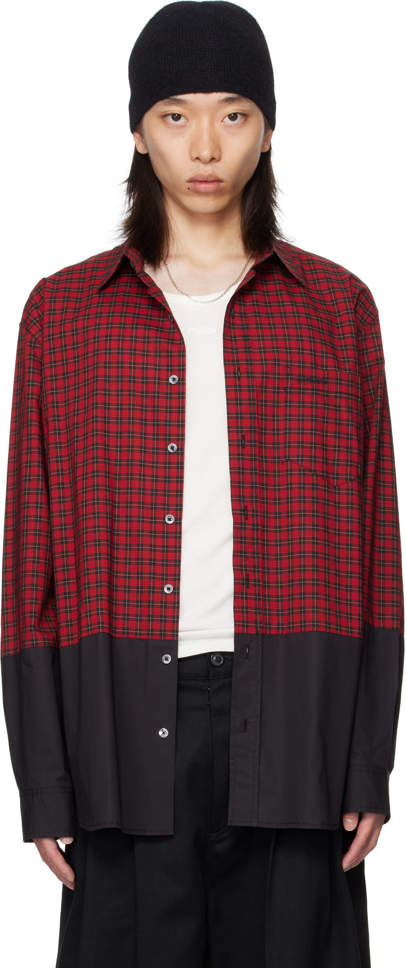 Skjorte VETEMENTS VETEMENTS Splitted Plaid Shirt Rød | UH76SH630RB