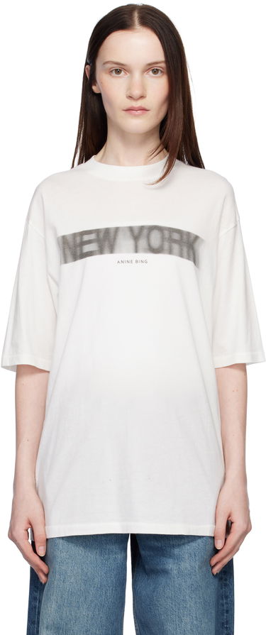 T-shirt Anine Bing Cason Graphic Print Cotton T-Shirt Hvid | A-08-10131-IVY1, 0