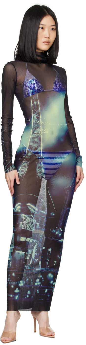 Kjole Jean Paul Gaultier Gaultier 'The Pigalle' Mesh Maxi Dress Sort | 24/30-F-RO247-T552-59560100, 3