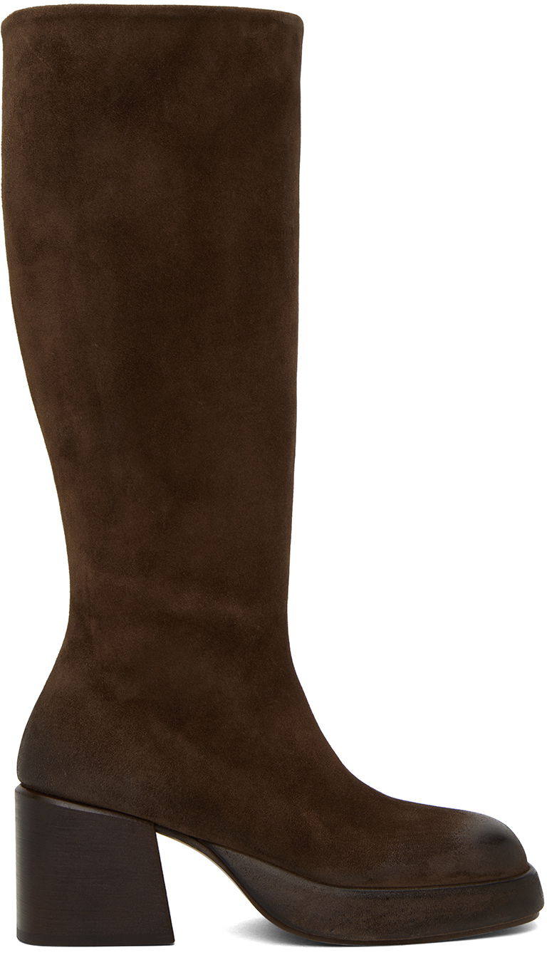 Tøj Marsèll Marsèll Plattino Suede Tall Boots Brun | MW7021 098