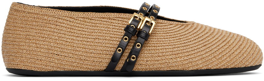 Tøj Alaïa ALAÏA Paper Straw Ballerina Flats Beige | AA3A058TK036, 0