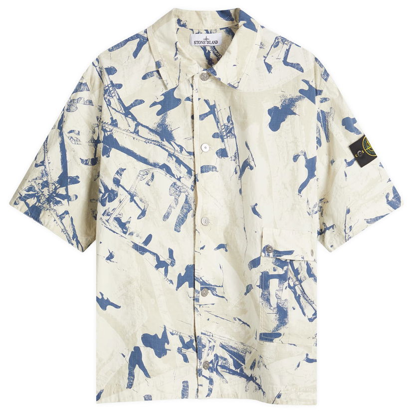Skjorte Stone Island Scan Camo Ripstop-OVD Short Sleeve Shirt, Size X-Large Beige | K1S151100012-V009A