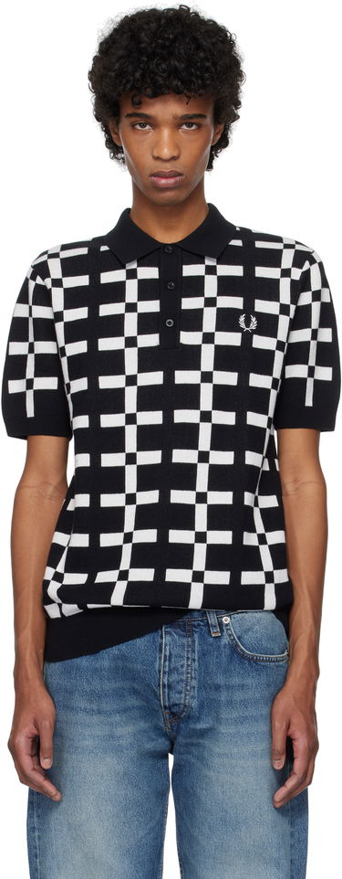 Polo skjorte Fred Perry Fred Perry Geometric Jacquard Knit Polo Sort | K9719, 0