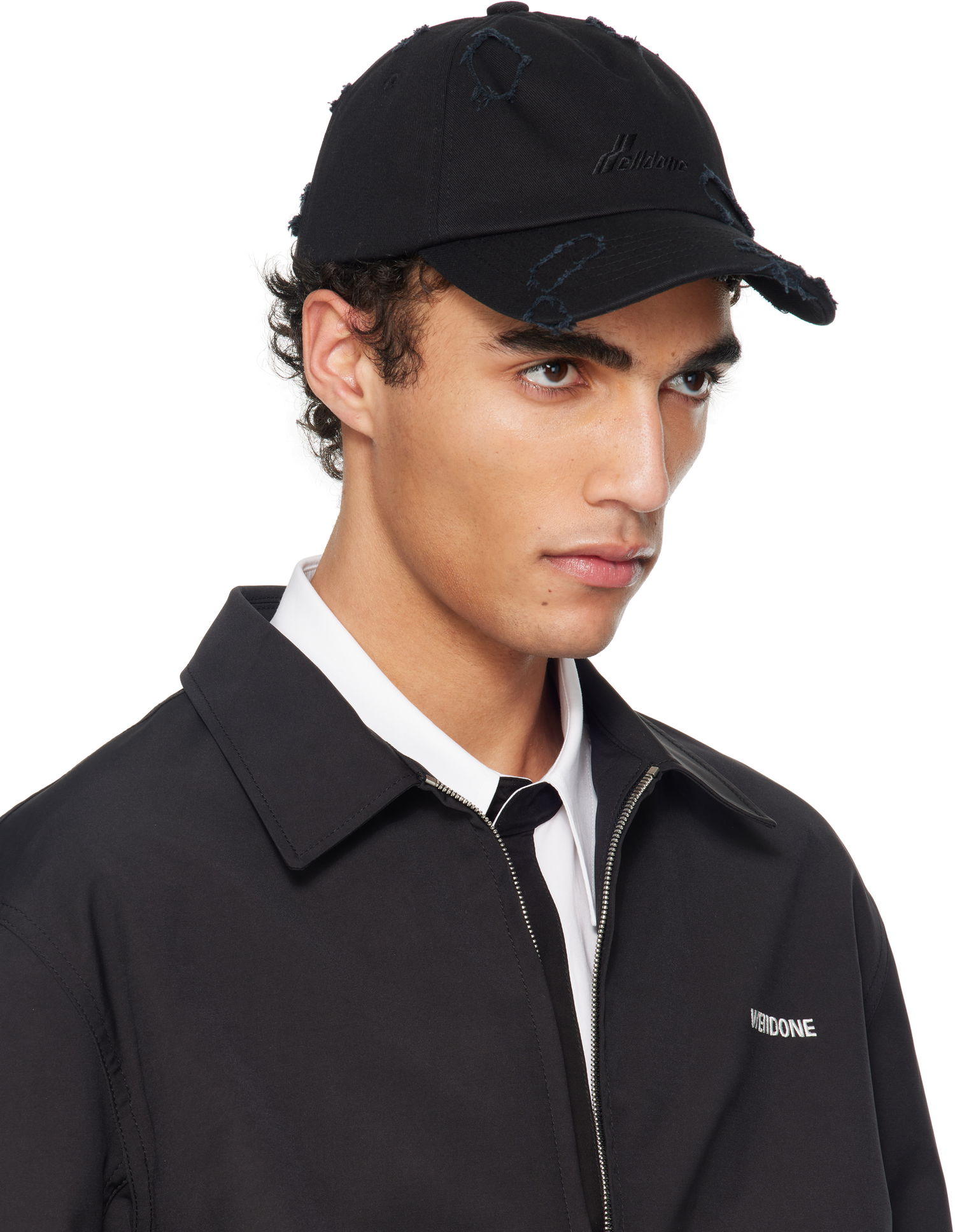 Hat We11done We11done Destroyed Embroidered Baseball Cap Sort | WD-AH1-25-415-U-BK, 1