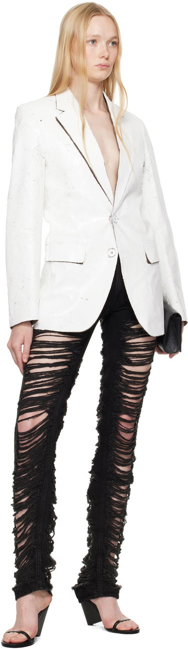 Jakke Maison Margiela MM6 Maison Margiela Hand-Coated Blazer Hvid | S62BN0110 M35437, 3